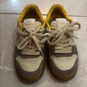 Fendi Cream and Yellow Women's Sneakers